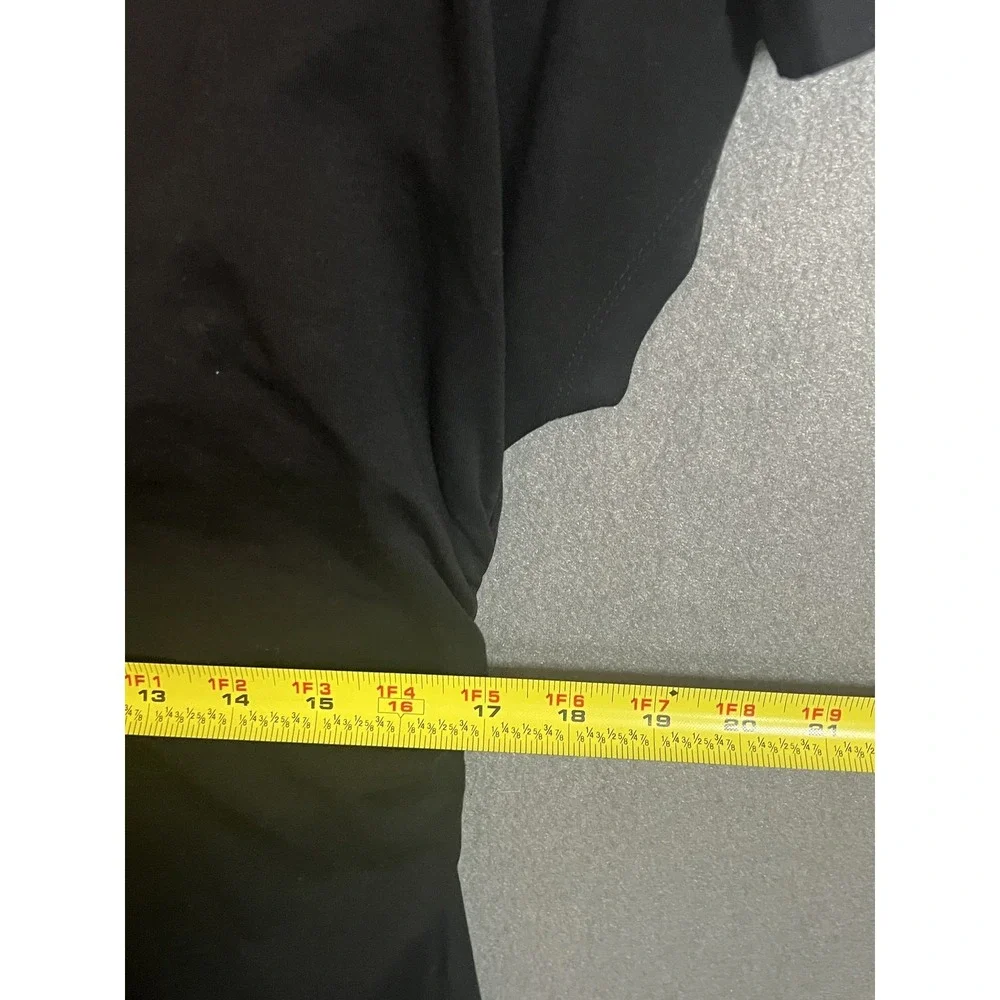 Banana Republic Women's Black Ruched Sheath Dress Size Large Short‎ Sleeve Midi - Picture 9 of 12